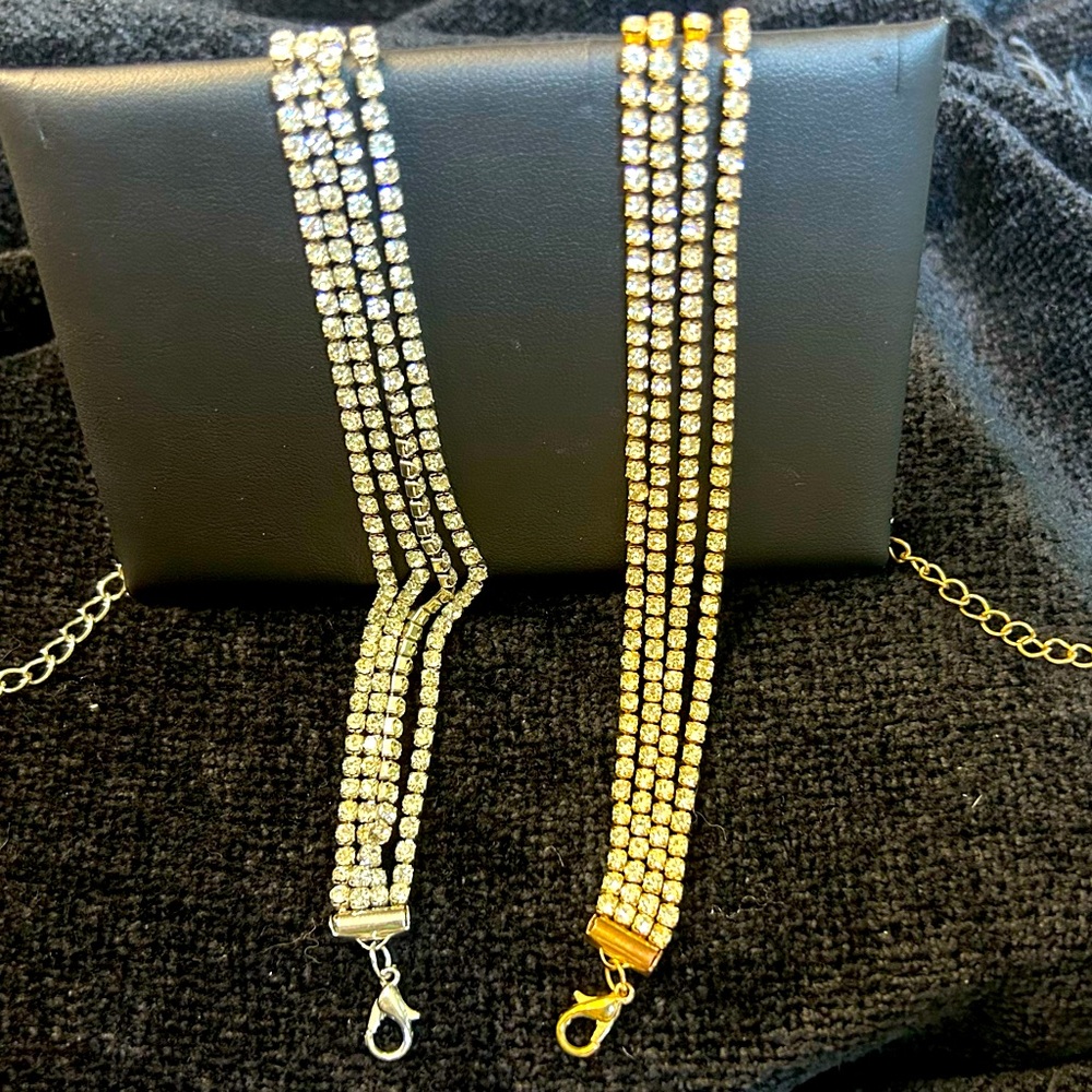 2 rhinestone anklets